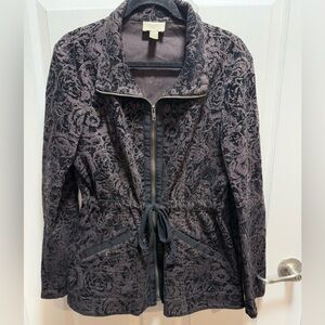 Denim LOFT Black velvet Floral Women's Jacket size L